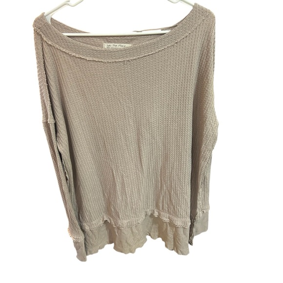 Beige Texture Long Sleeve Top-We the Free-Size Small Oversized ski lounge winter - Picture 2 of 5